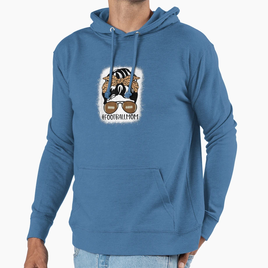 Bleached Football Mom Life Leopard And Hoodie - Graphic Print for Adults - T-Shirt, Sweatshirt, Hoodie