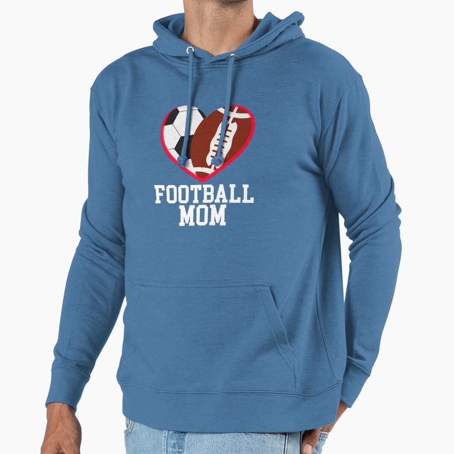 Soccer Mom Football Baller Heart Hoodie - Fun Novelty Design for Adults - T-Shirt, Sweatshirt, Hoodie