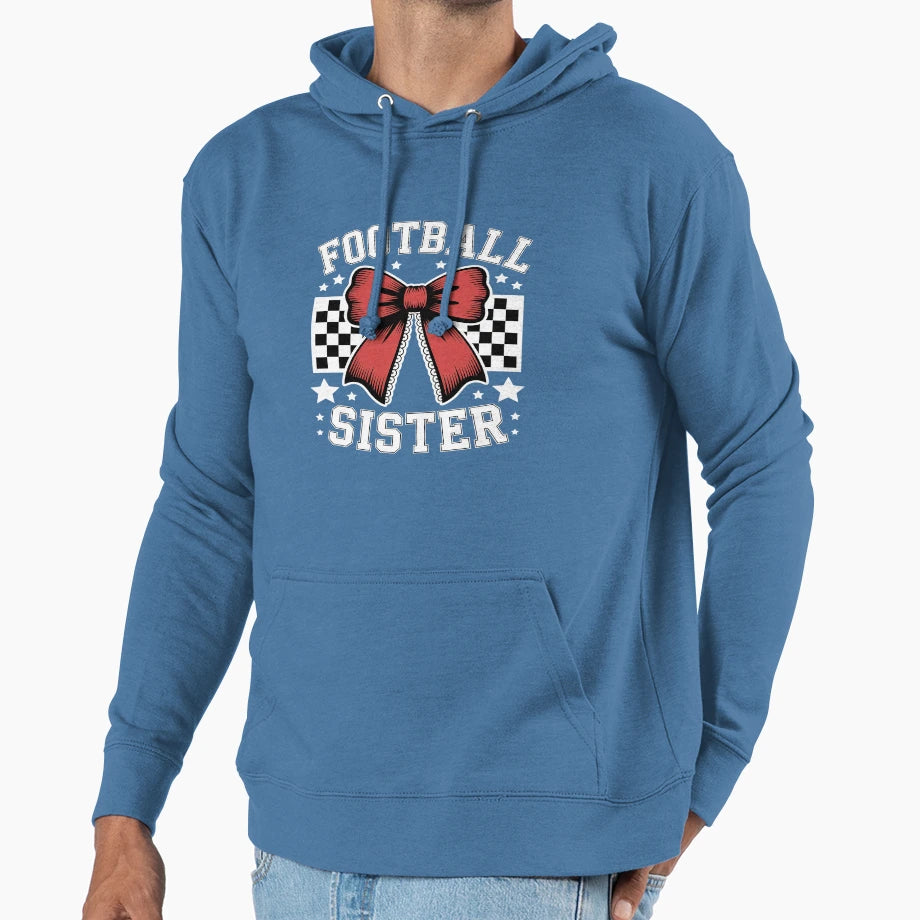 Coquette Bow American Football Sister Hoodie - Minimalist Print Men Women - T-Shirt, Sweatshirt, Hoodie