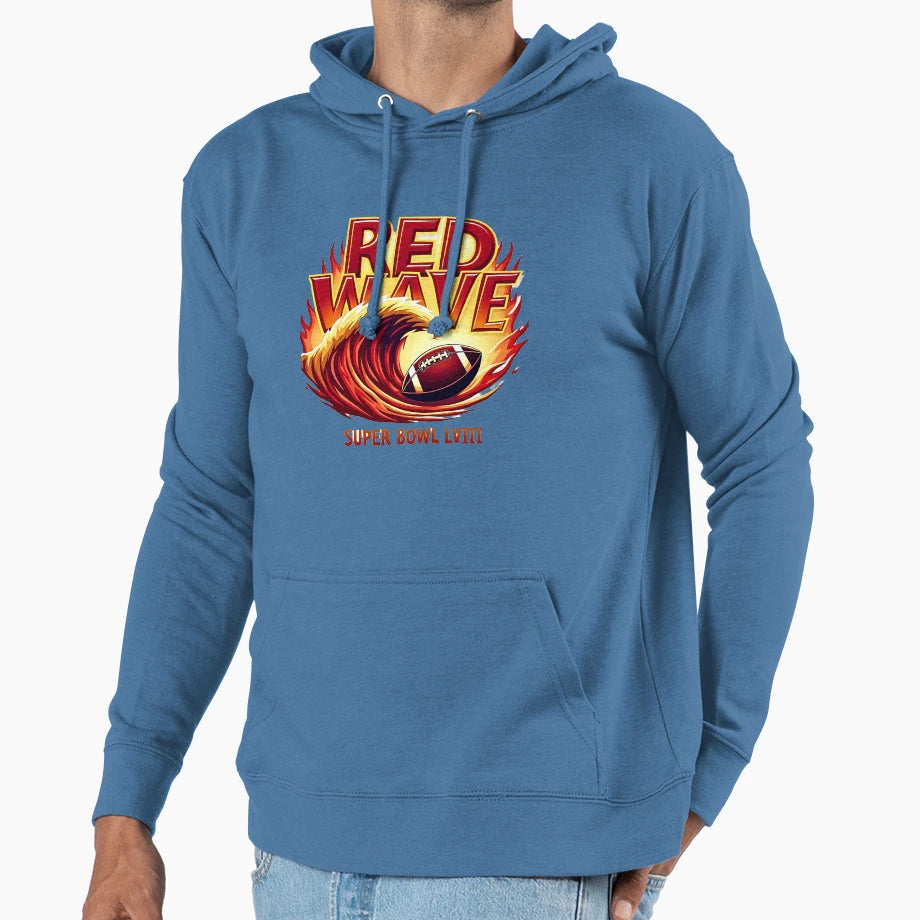 Red Wave Takeover Hoodie - Streetwear Style for Adults - T-Shirt, Sweatshirt, Hoodie
