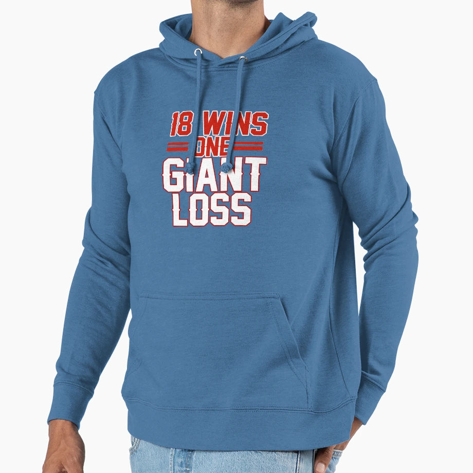 18 Wins 1 Giant Loss New York Football T-Shirt - Minimalist Print Men Women - T-Shirt, Sweatshirt, Hoodie