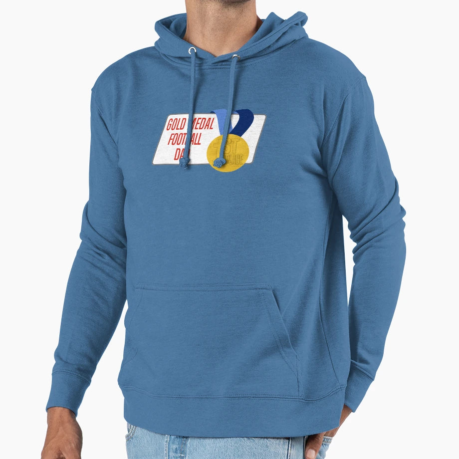 Football Dad Gold Medal Award Gift Hoodie - Aesthetic Graphic for Adults - T-Shirt, Sweatshirt, Hoodie