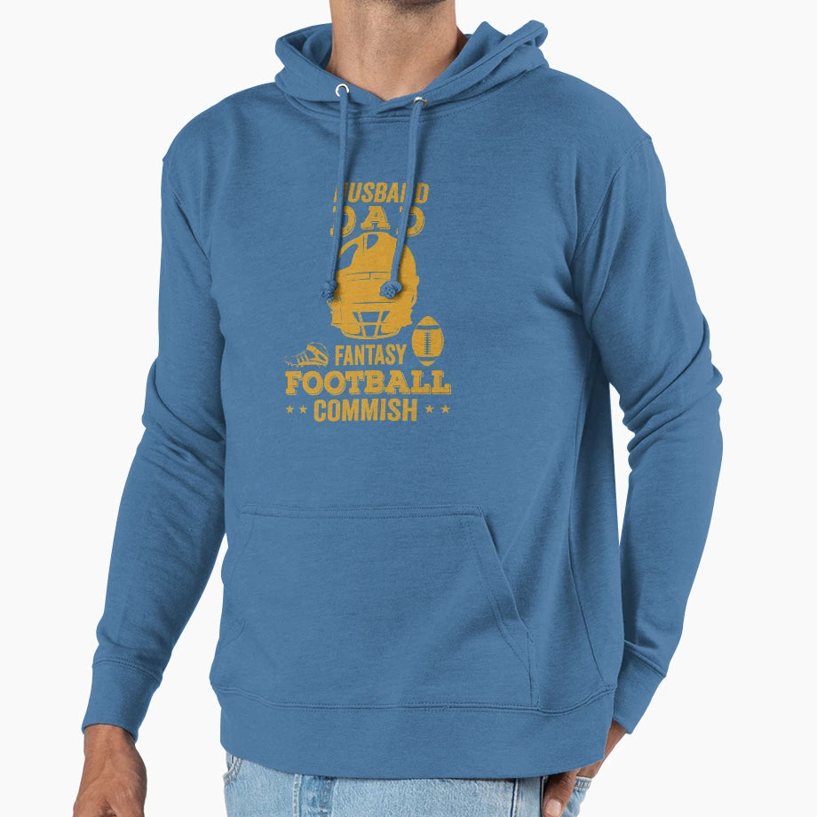 Husband Dad Fantasy Football Commish Hoodie - Trendy Graphic Unisex - T-Shirt, Sweatshirt, Hoodie