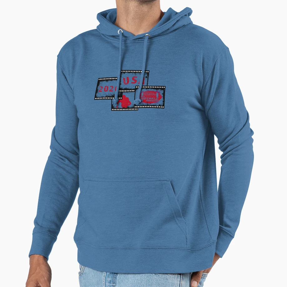 Usa Football 2026 Film Strip Sports Hoodie - Novelty Apparel for Adults - T-Shirt, Sweatshirt, Hoodie