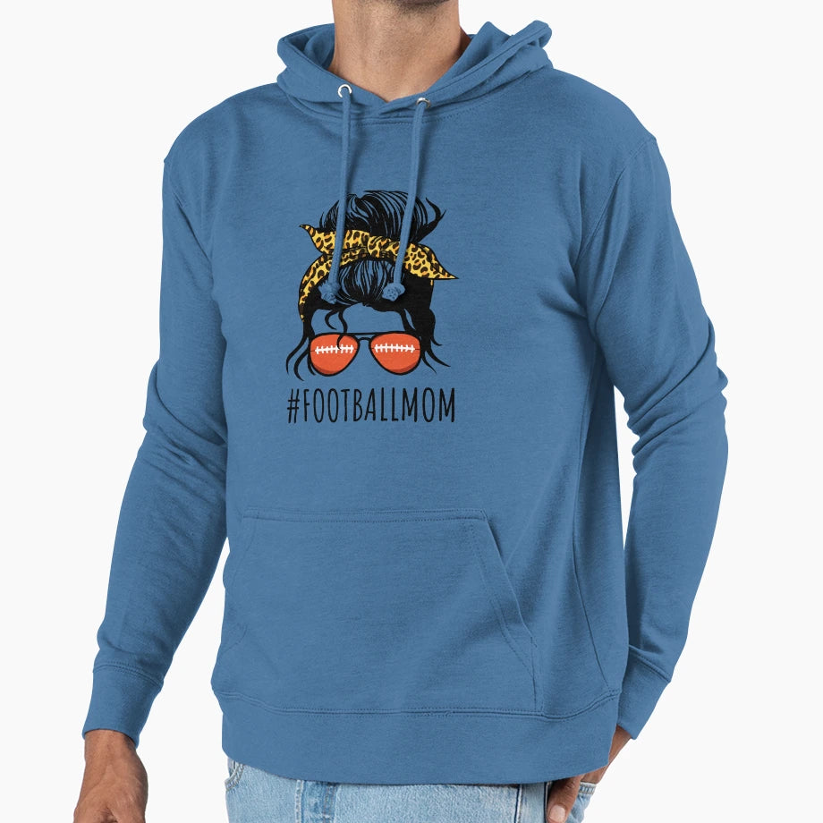 American Football Mom Leopard And Hoodie - Fun Novelty Design for Adults - T-Shirt, Sweatshirt, Hoodie