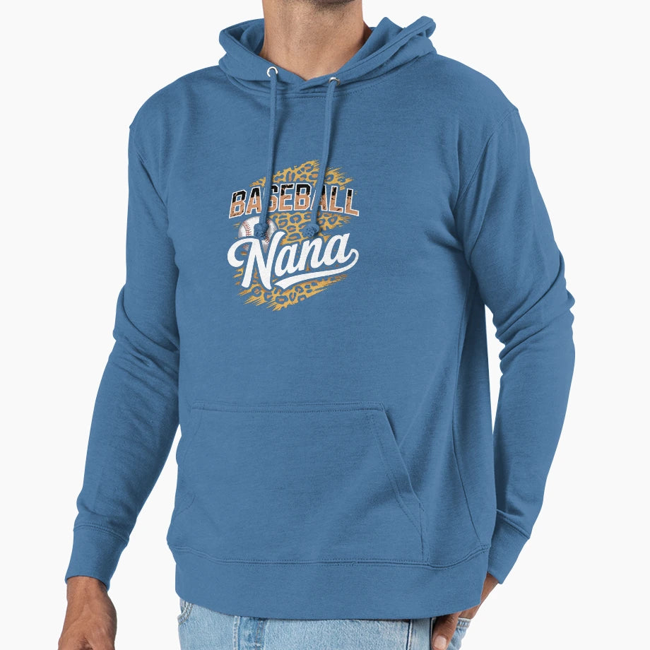 Baseball Nana Leopard Mothers Day Hoodie - Custom Art Print Men Women - T-Shirt, Sweatshirt, Hoodie