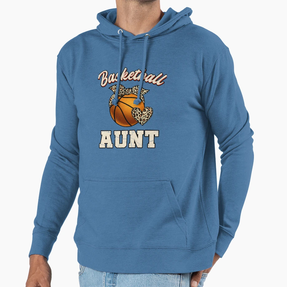 Basketball Aunt Leopard Basketball Hoodie - Novelty Apparel Men Women - T-Shirt, Sweatshirt, Hoodie