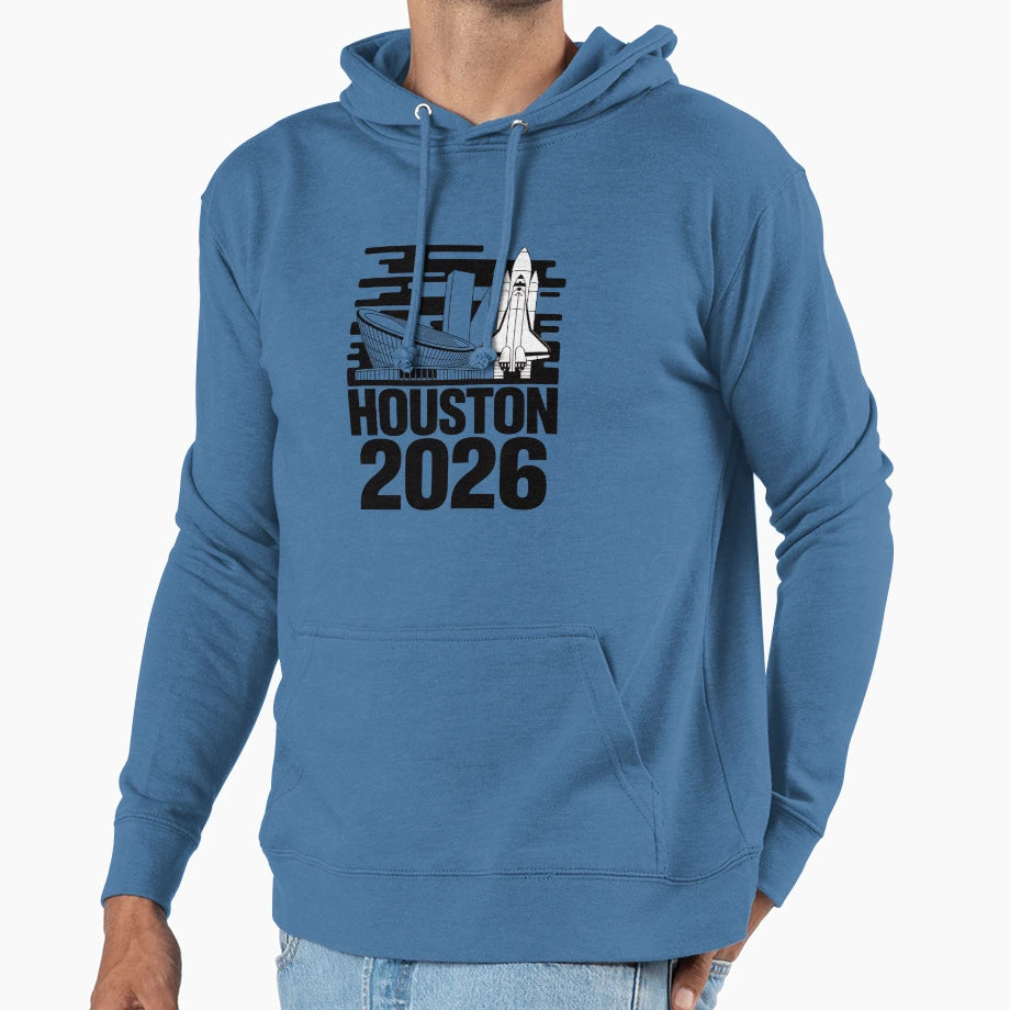 Houston 2026 Space Shuttle Football V1 T-Shirt - Graphic Print Men Women - T-Shirt, Sweatshirt, Hoodie