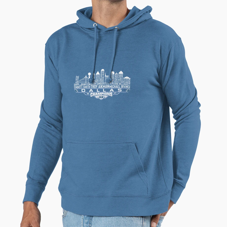 Dallas Football Dynasty Skyline Champions Hoodie - Aesthetic Graphic Unisex - T-Shirt, Sweatshirt, Hoodie