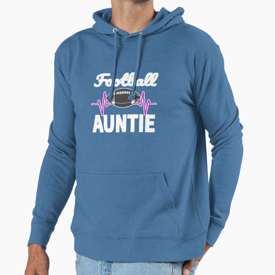 Football Auntie Heartbeat Hoodie - Trendy Graphic Unisex - T-Shirt, Sweatshirt, Hoodie