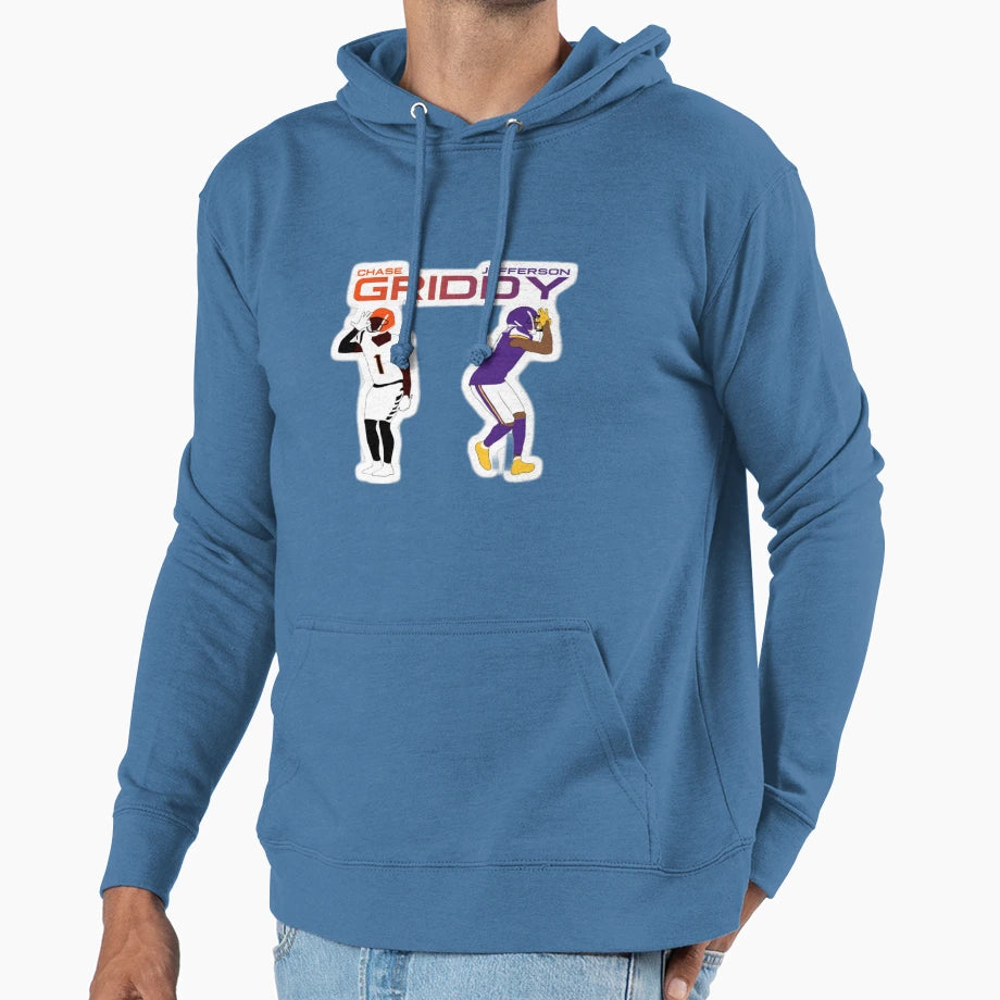 Griddy Duo Hoodie - Minimalist Print Men Women - T-Shirt, Sweatshirt, Hoodie