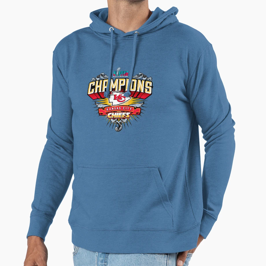 Kansas Champions Chiefs Lvii Hoodie - Graphic Print Men Women - T-Shirt, Sweatshirt, Hoodie