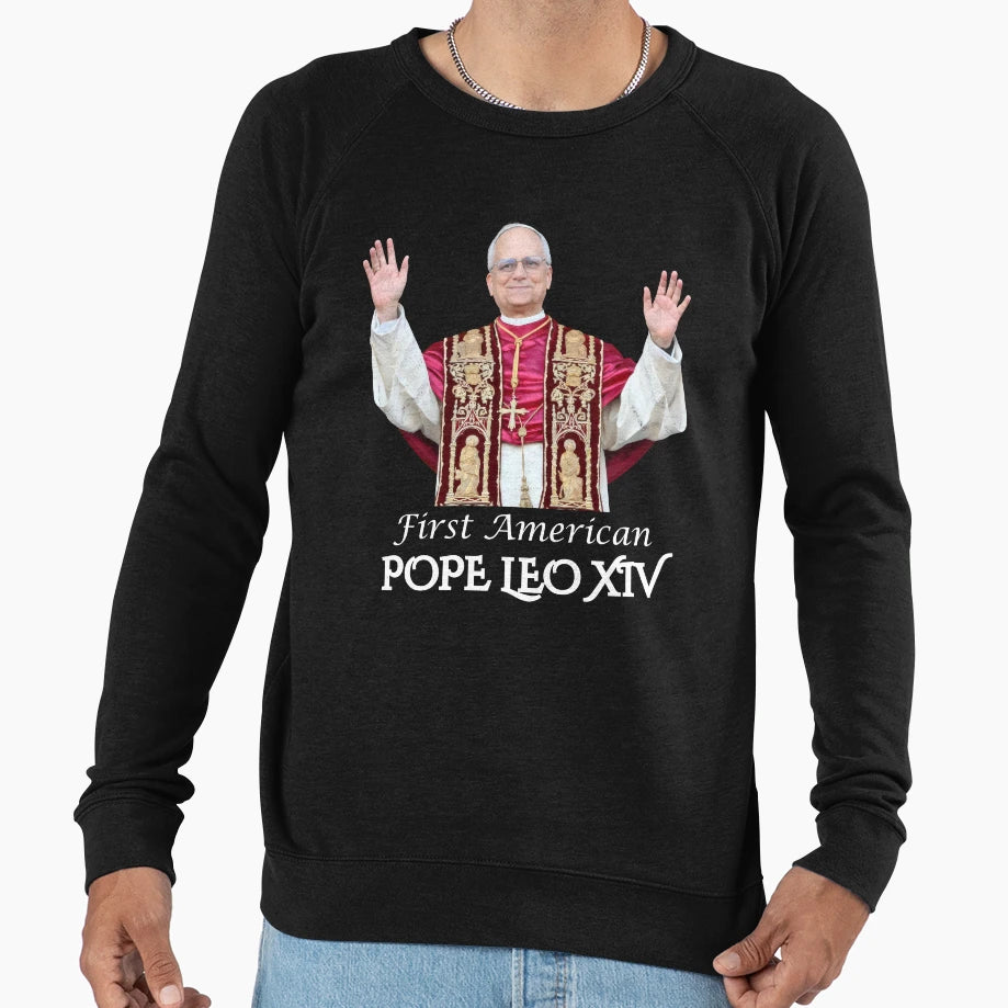 First American Pope Leo Xiv Sweatshirt - Minimalist Print Men Women - T-Shirt, Sweatshirt, Hoodie
