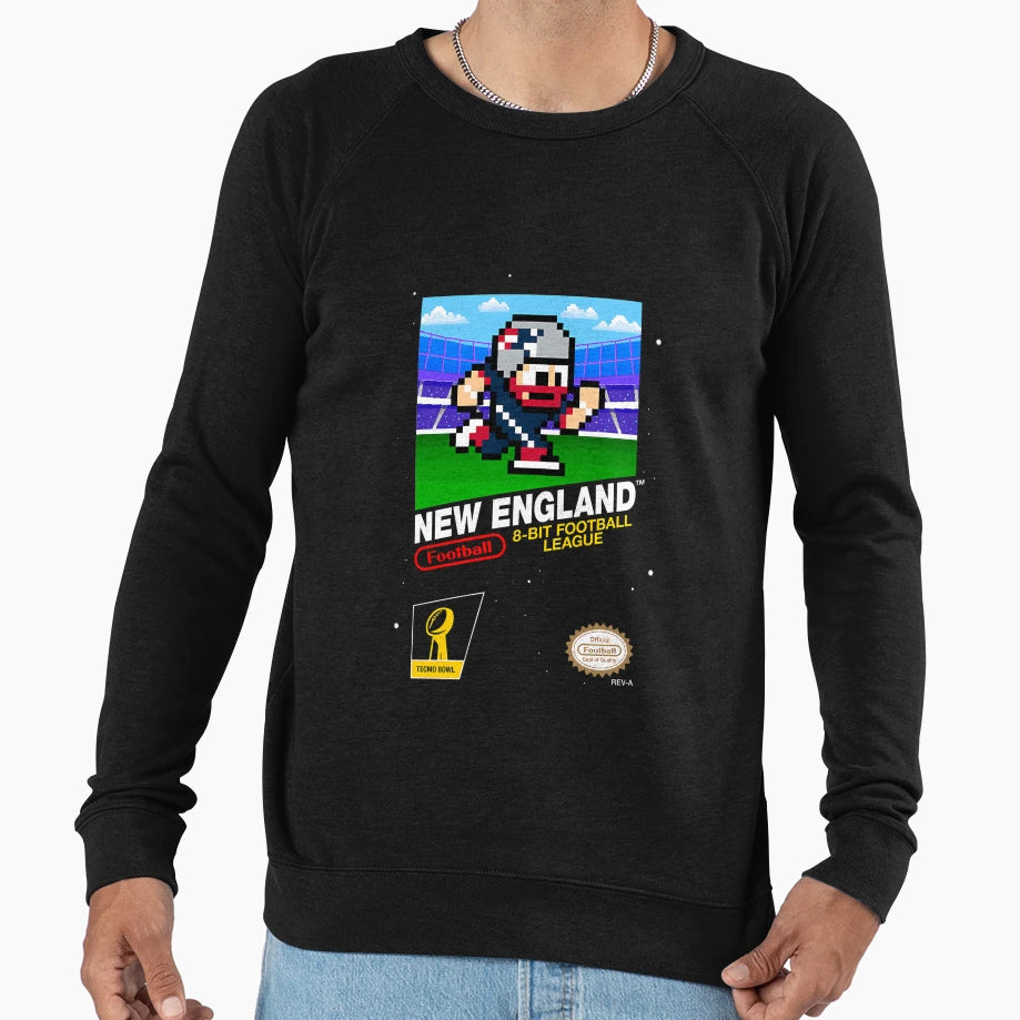 New England Patriots 8 Bit Sweatshirt - Novelty Apparel for Adults - T-Shirt, Sweatshirt, Hoodie