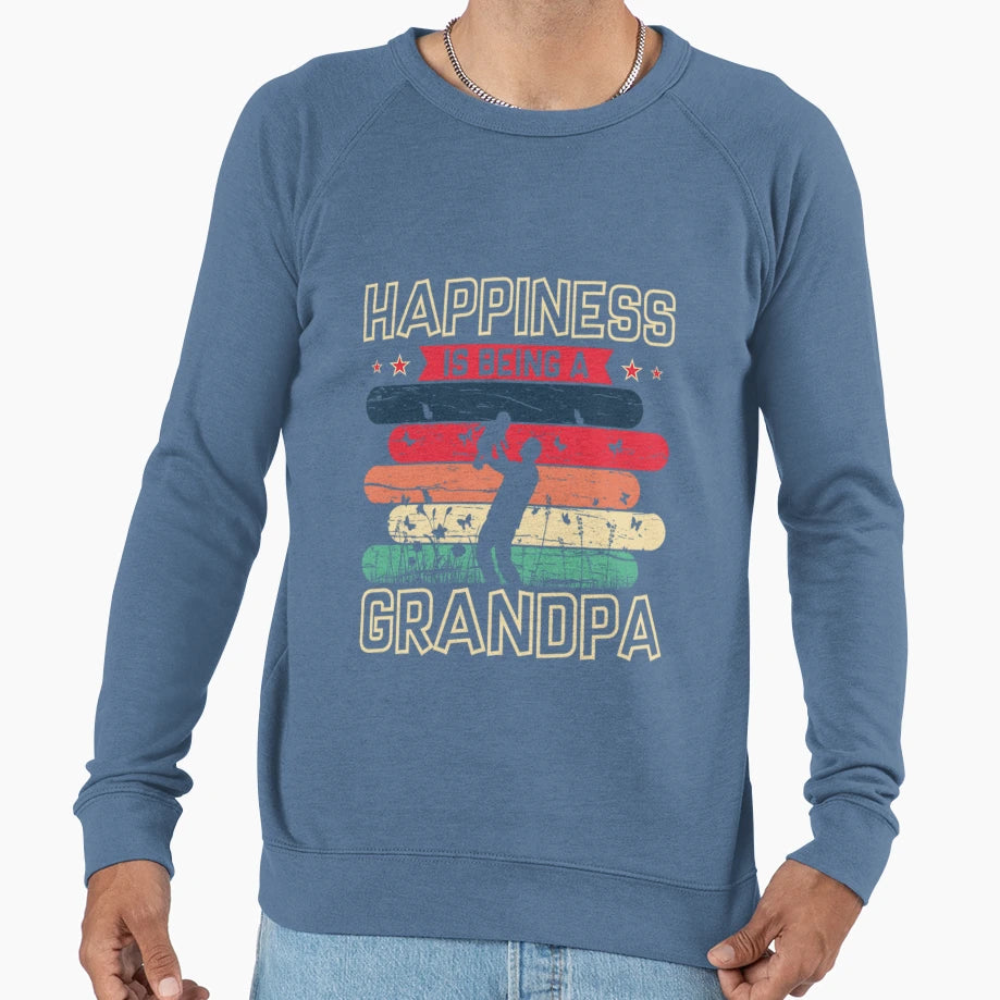 Happiness Is Being Grandpa Fathers T-Shirt - Custom Art Print Men Women - T-Shirt, Sweatshirt, Hoodie