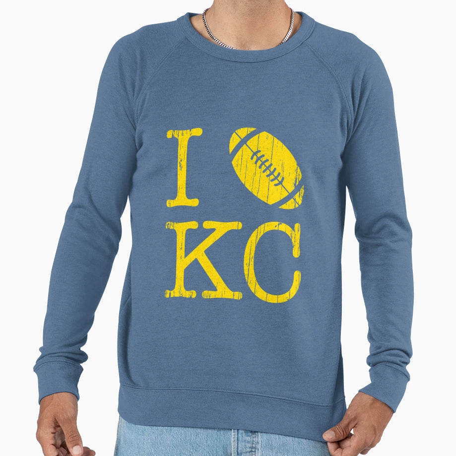 I Love Kansas City Football Sweatshirt - Fun Novelty Design Men Women - T-Shirt, Sweatshirt, Hoodie