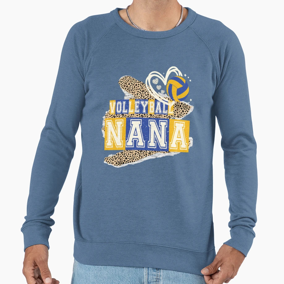 Volleyball Nana Leopard Team Colors Sweatshirt - Trendy Graphic for Adults - T-Shirt, Sweatshirt, Hoodie