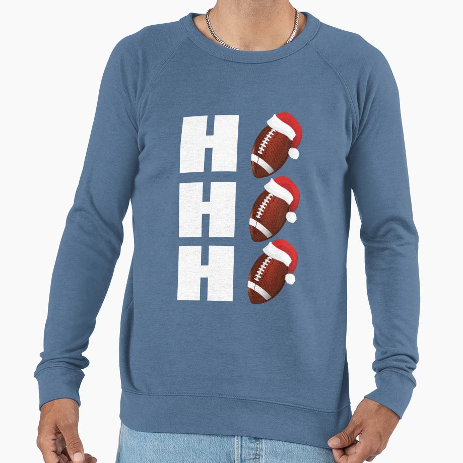 Ho Ho Ho Santa Hats Funny Football Sweatshirt - Streetwear Style Men Women - T-Shirt, Sweatshirt, Hoodie