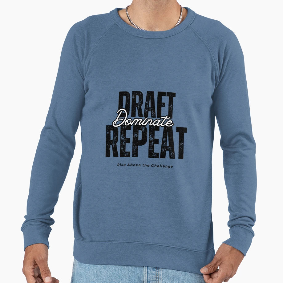 Draft Dominate Repeat Funny Fantasy T-Shirt - Unique Graphic for Adults - T-Shirt, Sweatshirt, Hoodie