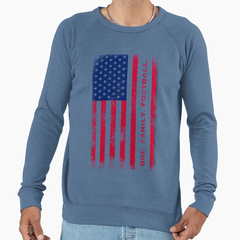 God Family Football Pro Us Flag Dad Sweatshirt - Graphic Print for Adults - T-Shirt, Sweatshirt, Hoodie