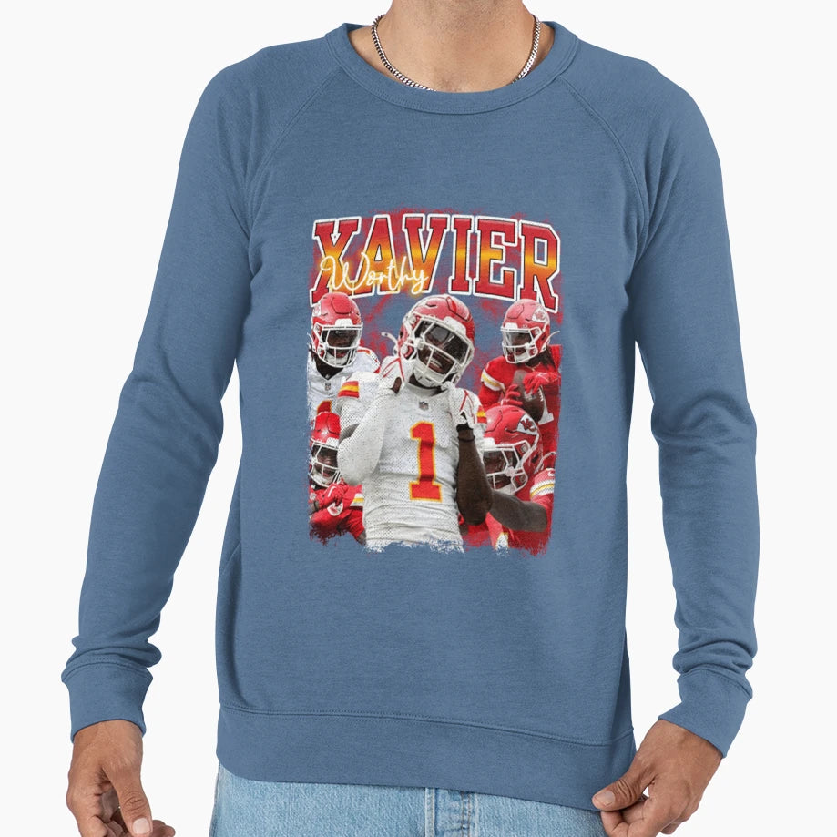 Xavier Worthy Football Star Collage Sweatshirt - Aesthetic Graphic Unisex - T-Shirt, Sweatshirt, Hoodie
