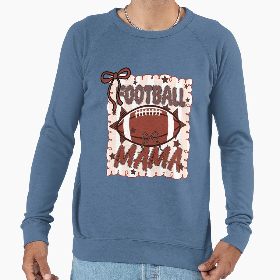 Football Mama Football Season Bow Sweatshirt - Graphic Print Men Women - T-Shirt, Sweatshirt, Hoodie
