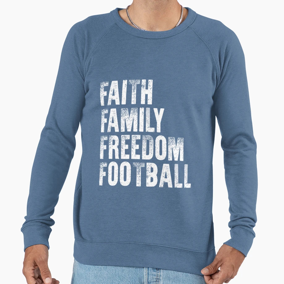 Faith Family Freedom Football T-Shirt - Fun Novelty Design for Adults - T-Shirt, Sweatshirt, Hoodie