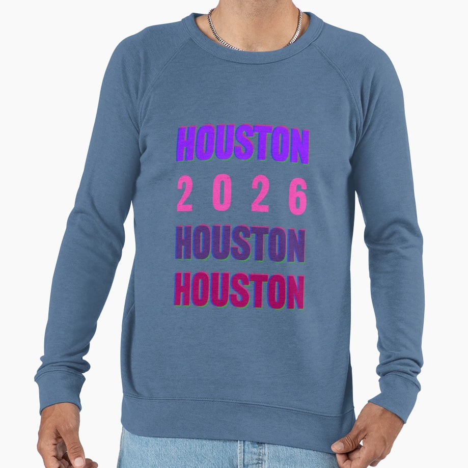 Houston 2026 Layered Typography Texas Sweatshirt - Minimalist Print Unisex - T-Shirt, Sweatshirt, Hoodie
