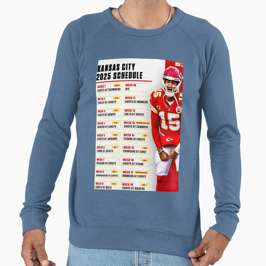 Kansas City Chiefs 2025 Schedule Sweatshirt - Minimalist Print Unisex - T-Shirt, Sweatshirt, Hoodie