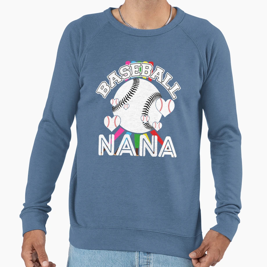 Baseball Nana Colorful Heart Ball Sweatshirt - Custom Art Print for Adults - T-Shirt, Sweatshirt, Hoodie