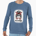 Aunt Life Soccer Messy Bun Bleached Sweatshirt - Unique Graphic Men Women - T-Shirt, Sweatshirt, Hoodie