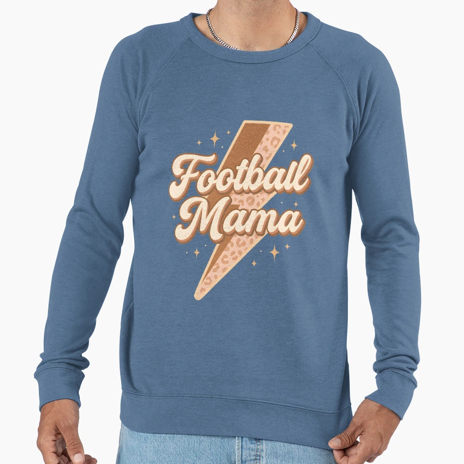 Football Mama Leopard Lightning Bolt Sweatshirt - Trendy Graphic Men Women - T-Shirt, Sweatshirt, Hoodie