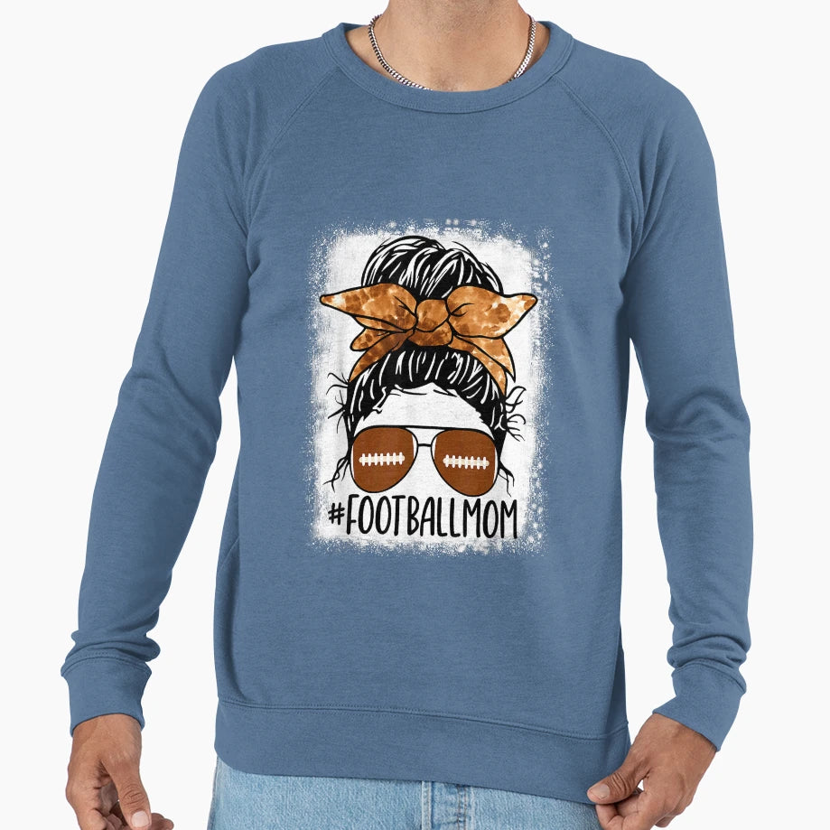 Football Mom Life Tie Dye Bleached Sweatshirt - Trendy Graphic Unisex - T-Shirt, Sweatshirt, Hoodie