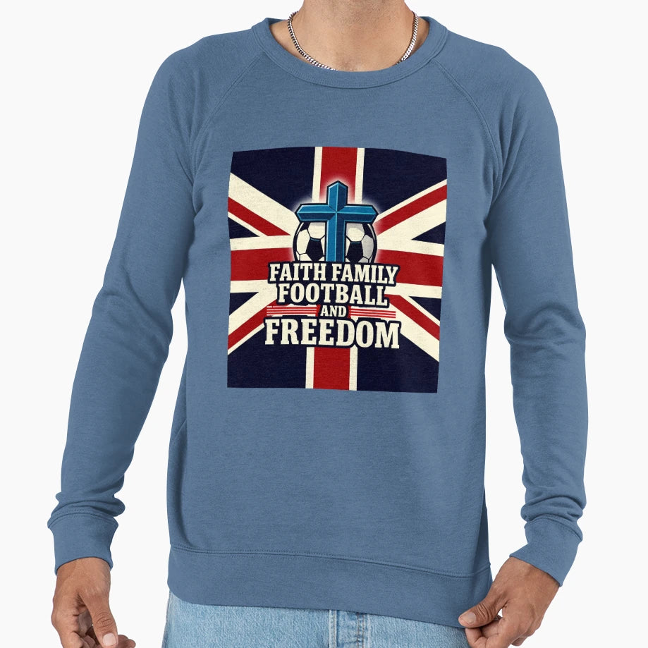 Faith Family Football Freedom Sweatshirt - Unique Graphic Men Women - T-Shirt, Sweatshirt, Hoodie