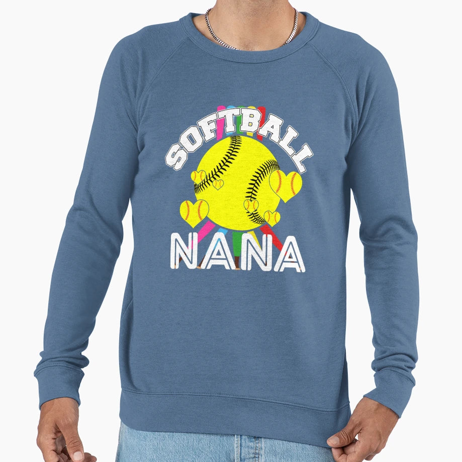 Softball Nana Rainbow Heart Sweatshirt - Novelty Apparel Unisex - T-Shirt, Sweatshirt, Hoodie