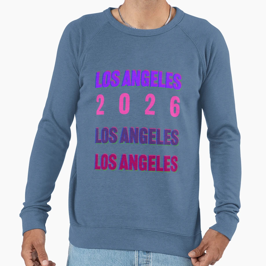 Los Angeles 2026 Layered Typography Sweatshirt - Unique Graphic Men Women - T-Shirt, Sweatshirt, Hoodie