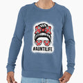 Aunt Life Soccer Messy Bun Bleached Sweatshirt - Graphic Print Men Women - T-Shirt, Sweatshirt, Hoodie