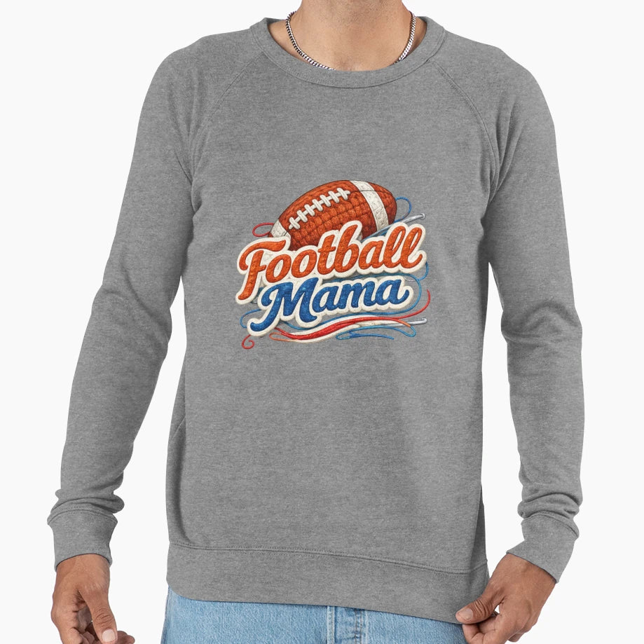 Football Mama Embroidered Patch Sweatshirt - Aesthetic Graphic Unisex - T-Shirt, Sweatshirt, Hoodie
