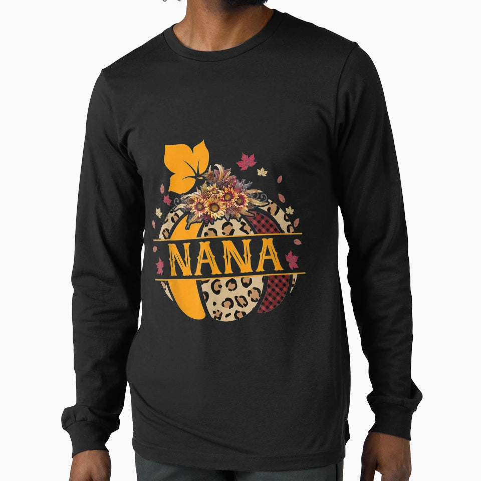 Nana Pumpkin Leopard Sunflower Halloween T-Shirt - Trendy Graphic Unisex - T-Shirt, Sweatshirt, Hoodie
