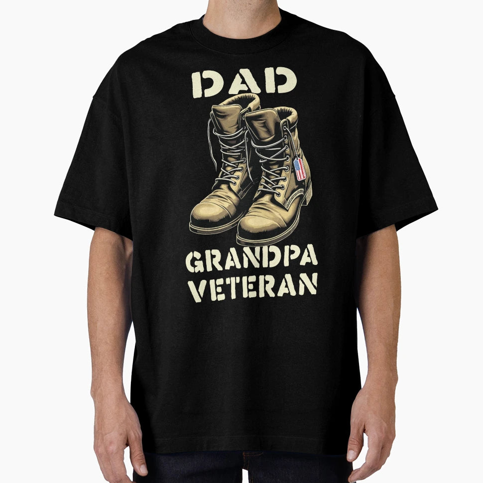 Proud Dad Grandpa Veteran Boots T-Shirt - Trendy Graphic for Adults - T-Shirt, Sweatshirt, Hoodie