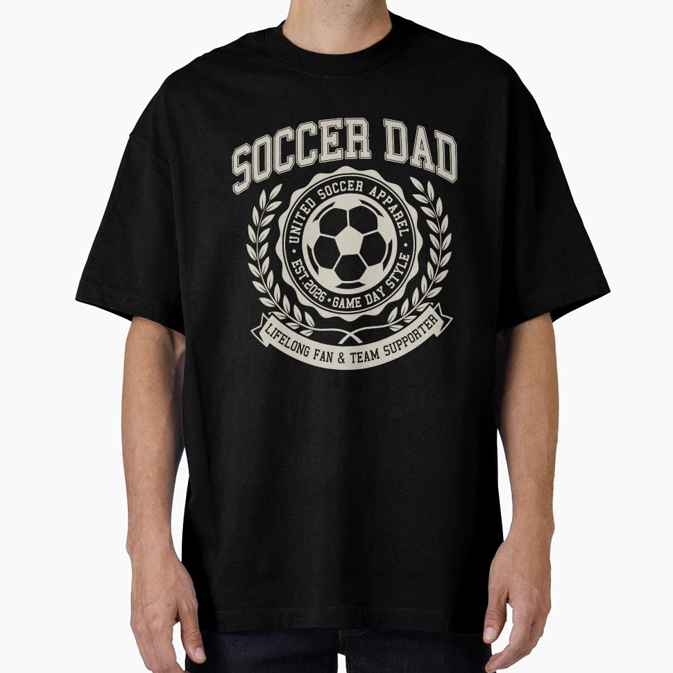 Soccer Dad Athletic Crest Game Day T-Shirt - Aesthetic Graphic Unisex - T-Shirt, Sweatshirt, Hoodie