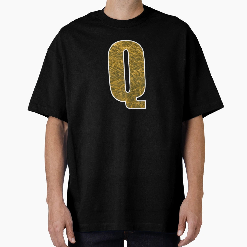 Letter Q Yellow And Gold Water Wave T-Shirt - Casual Everyday Wear Unisex - T-Shirt, Sweatshirt, Hoodie
