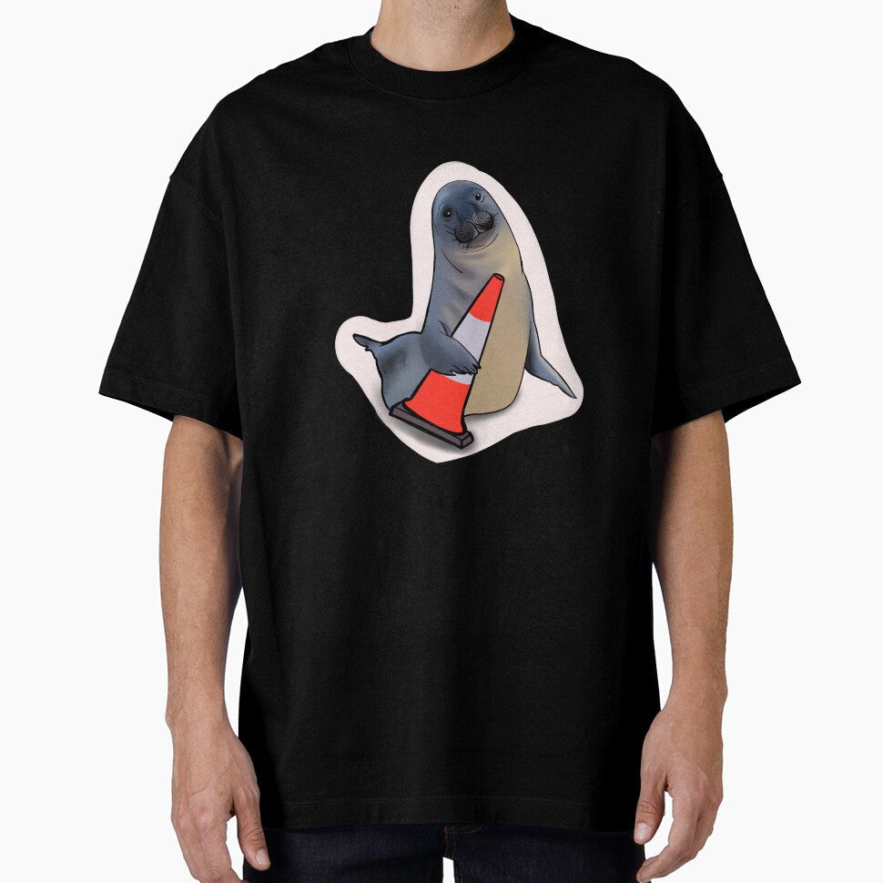 Neil the Seal with Traffic Cone by CuteGayThings - Adult & Kids T-Shirts, Sweatshirts & Hoodies apparel design preview 1