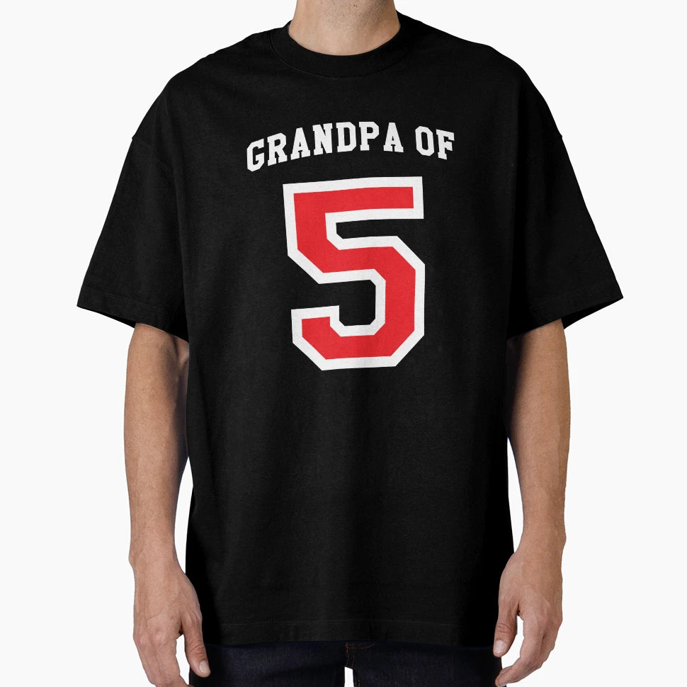 Grandpa 5 Grandchildren Baseball T-Shirt - Casual Everyday Wear Men Women - T-Shirt, Sweatshirt, Hoodie
