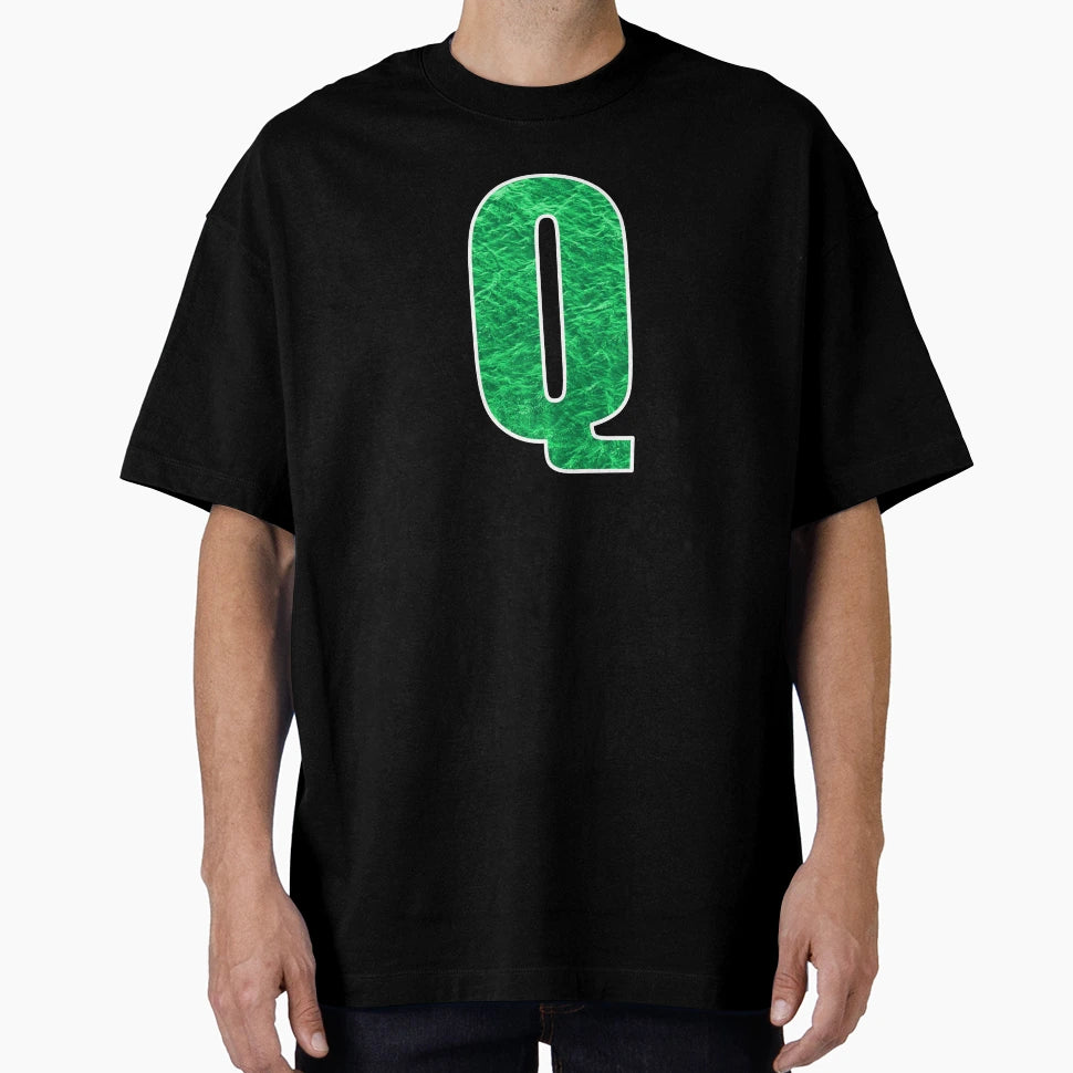 Letter Q Green Water Wave Ocean Art T-Shirt - Graphic Print Men Women - T-Shirt, Sweatshirt, Hoodie