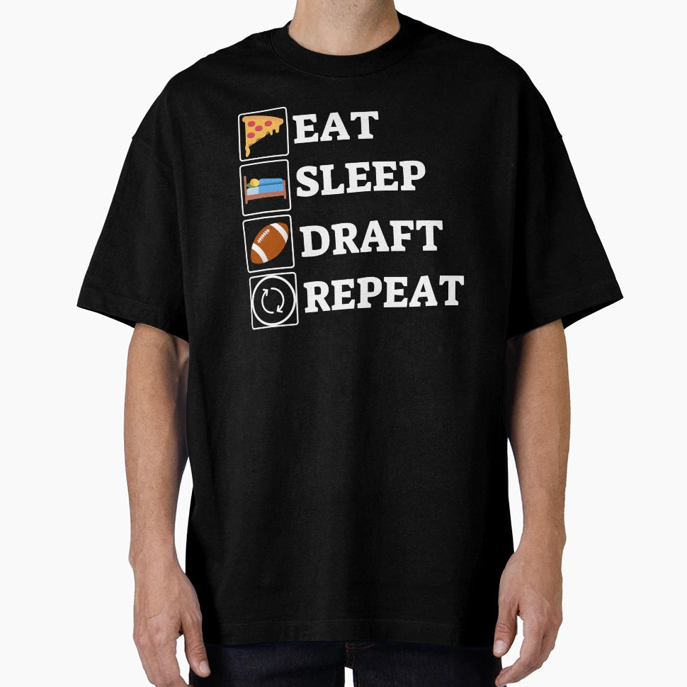Eat Sleep Draft Repeat T-Shirt - Minimalist Print for Adults - T-Shirt, Sweatshirt, Hoodie