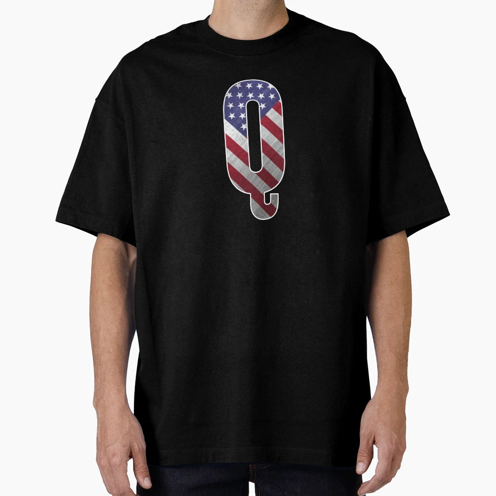 Letter Q Patriotic Art American Flag T-Shirt - Streetwear Style for Adults - T-Shirt, Sweatshirt, Hoodie