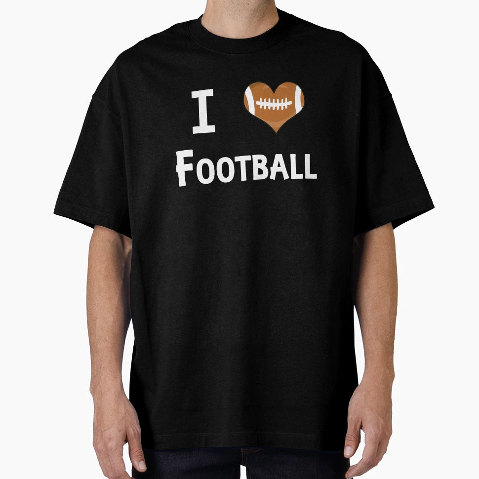 I Love Football Heart Ball Fan Designs T-Shirt - Minimalist Print Men Women - T-Shirt, Sweatshirt, Hoodie