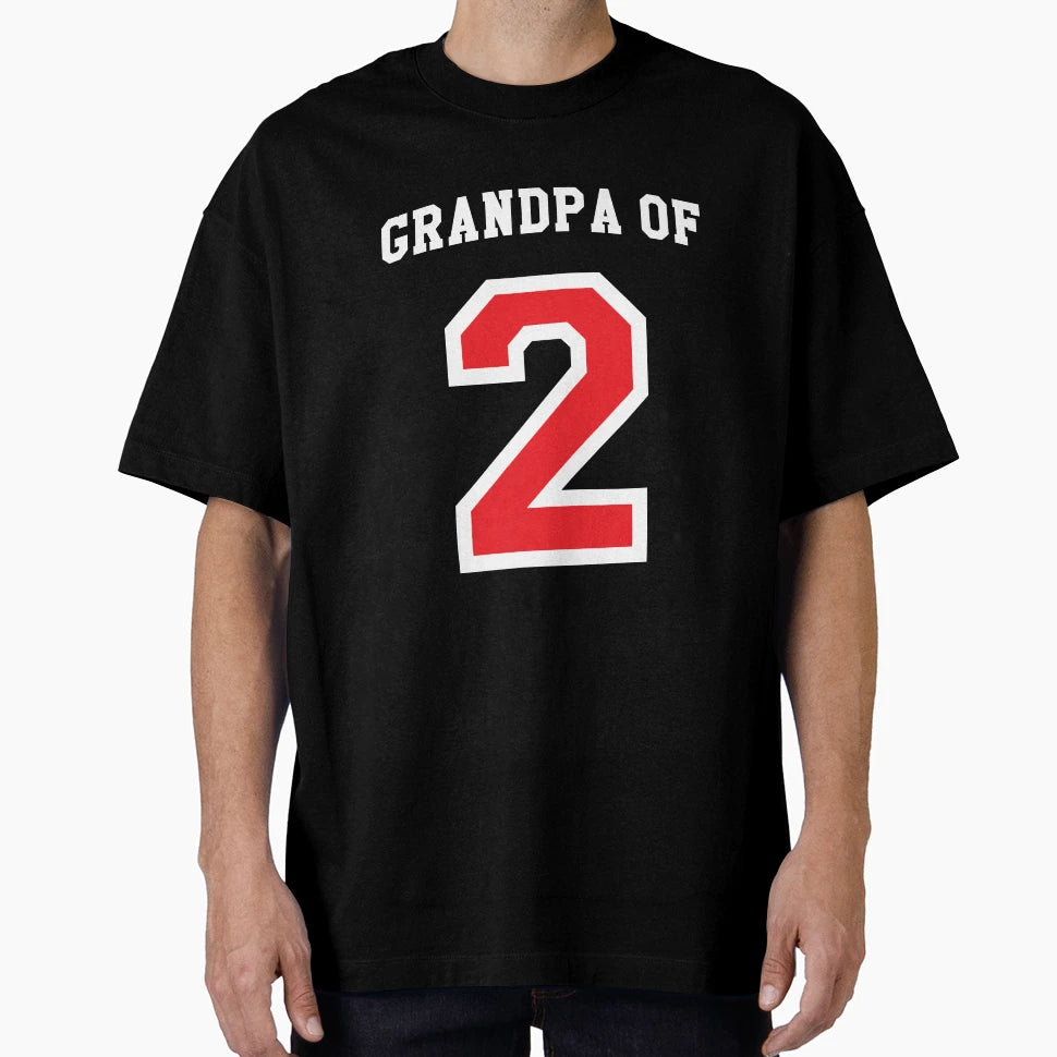 Grandpa 2 Grandchildren Baseball T-Shirt - Aesthetic Graphic Men Women - T-Shirt, Sweatshirt, Hoodie