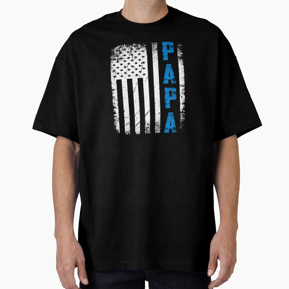 Papa Us Flag Veteran Military Dad T-Shirt - Minimalist Print Men Women - T-Shirt, Sweatshirt, Hoodie